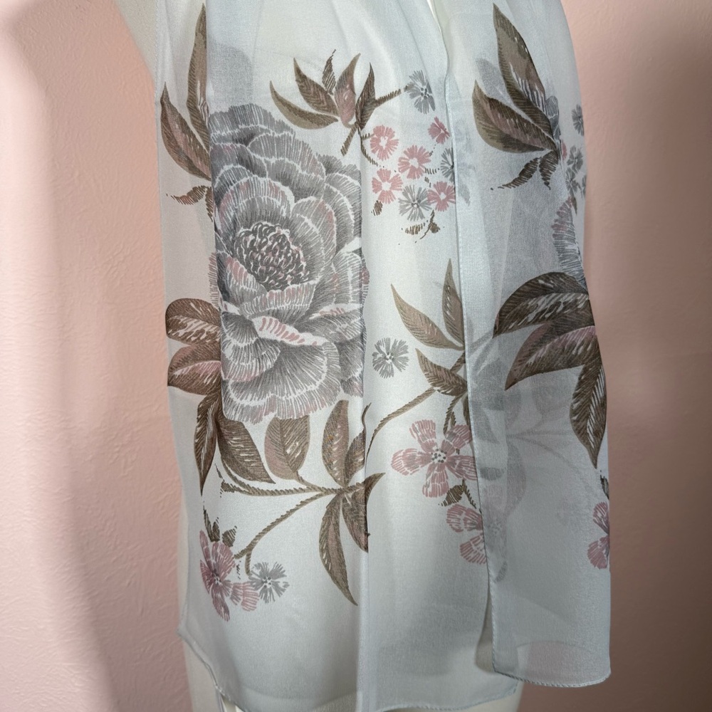 Vintage 1980 90 Liz Claiborne retro pastel grey victorian floral scarf